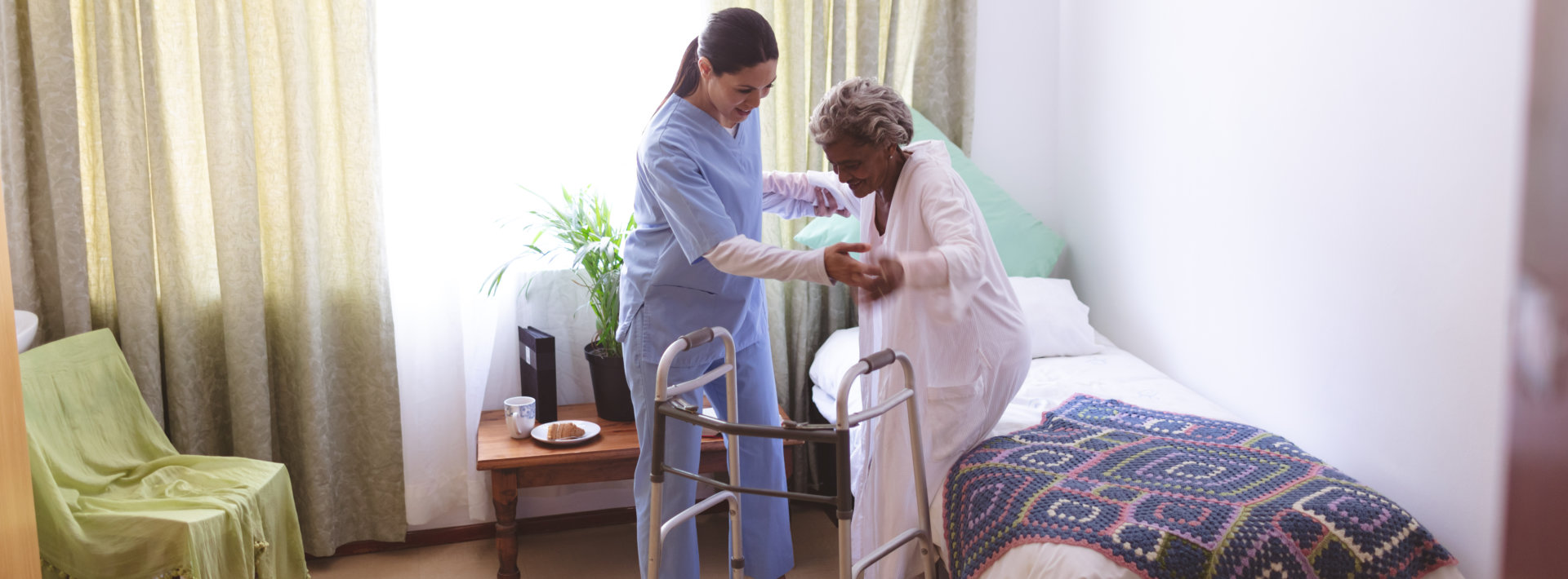 caregiver assisting senior