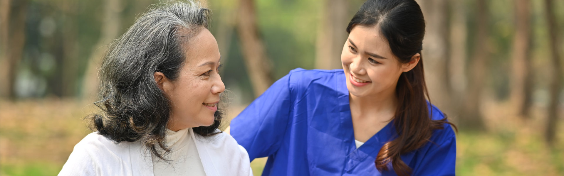 caregiver assisting senior